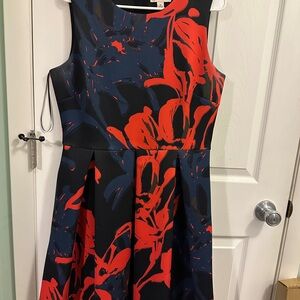 Elegant Black and Red Floral Dress